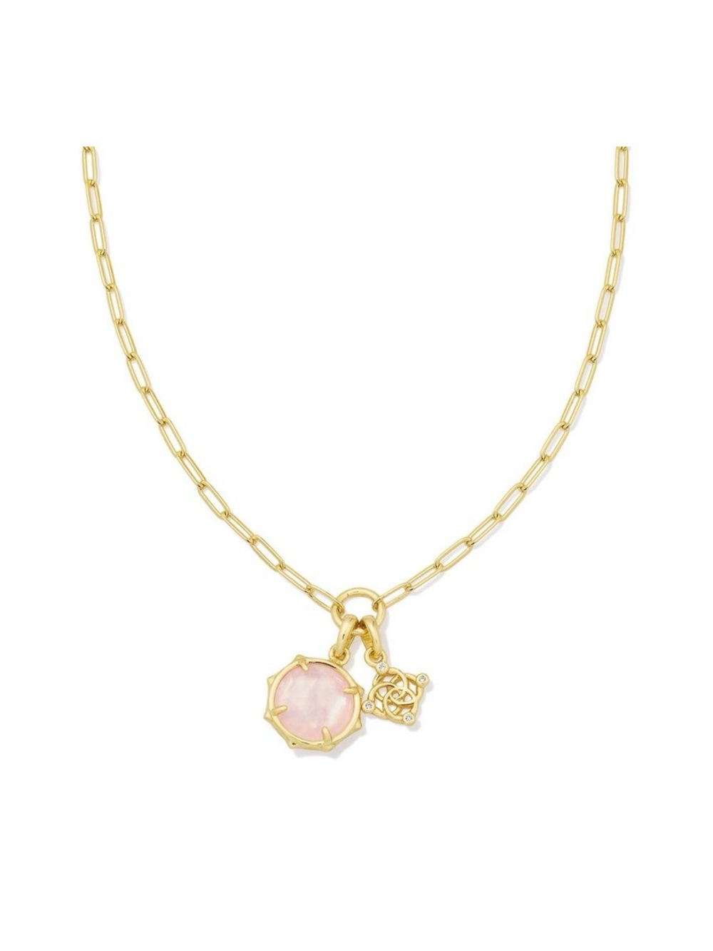 Kendra Scott Gold Chain Necklace with Pink Stone Charm